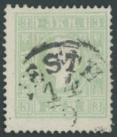 1859, 3 Kr. Bläulichgrün, K1 PESTH, Pracht, Mi. 220.- -> Automatically Generated Translation: 1859, 3 Kr. Bluish Green,  - Gebraucht