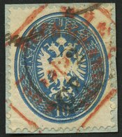 ÖSTERREICH 27 BrfStk, 1863, 10 Kr. Blau Mit Halbkreisstempel GRAZ (Klein 8438) Und Rotem Recommandirt, Pracht - Used Stamps