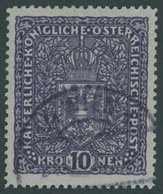 ÖSTERREICH 1867-1918 203Ia O, 1916, 10 Kr. Schwarzgrauviolett, Pracht, Mi. 80.- - Usati