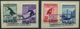 ÖSTERREICH 623-26 BrfStk, 1920, FIS II Mit Violetten Sonderstempeln Auf 2 Briefstücken, Prachtsatz, Mi. 140.- - Autres & Non Classés