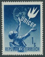 ÖSTERREICH 1945-1949 933III **, 1949, 1 S. UNICEF Mit Plattenfehler Abstehendes Kranzblatt Links, Postfrisch, Pracht, Mi - Other & Unclassified