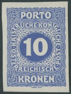 PORTOMARKEN P 57U **, 1916, 10 Kr. Dunkelgraublau, Ungezähnt, Postfrisch, Pracht - Portomarken
