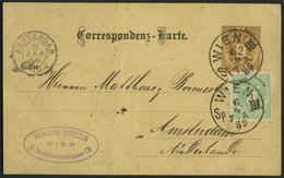 GANZSACHEN P 43,45 BRIEF, 1889, 2 Kr. Braun, Karte (deutsch) Mit Zusatzfrankatur 3 Kr. Doppeladler Von WIEN III Nach Ams - Sonstige & Ohne Zuordnung