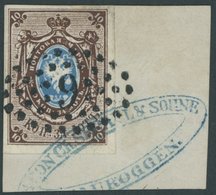 1857, 10 K. Dunkelbraun/hellblau Mit Nummernstempel 9 Und Ovalem Blauen Absenderstempel, Farbfrisches Kabinettbriefstück - Altri & Non Classificati