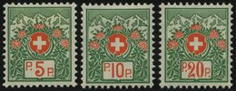 PORTOFREIHEITSMARKEN PF 11-13II *, 1927, Alpenrosen, Ohne Kontrollnummer, Falzreste, Prachtsatz - Vrijstelling Van Portkosten