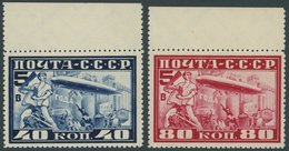 SOWJETUNION 390/1B **, 1930, Graf Zeppelin, Gezähnt L 101/2, Vom Oberrand, Postfrisch Pracht, Mi. (300.-) - Andere & Zonder Classificatie