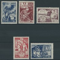 SOWJETUNION 652-56 **, 1938, Jugendverband Komsomol, 80 K. Herstellungsbedingte Gummibüge, Postfrischer Prachtsatz, Mi.  - Other & Unclassified