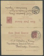 SPANIEN P 13 BRIEF, Ganzsachen: 1894, 10 C. + 10 C. Ganzsachenkarte Von BARCELONA Nach Hamburg Und Zurück, Pracht - Gebraucht