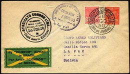 BRASILIEN 28.8.1930, Condor-Erstflug RIO DE JANEIRO-LA PAZ, Starke Vorderseitige Beförderungsschäden, Müller 81 - Luftpost