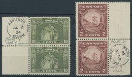 KANADA 176/7 Paar **, 1934, 10 C. Auswanderung Und 2 C. New Brunswick In Senkrechten Paaren, Mit Stempel Im Rand ARCHIVE - Neufs