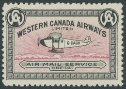 KANADA **, 1927, 10 C. Western Canada Airways-Vignette, Postfrisch, Pracht - Unused Stamps