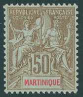 MARTINIQUE 44 *, 1899, 50 C. Braun/rot Auf Bläulich, Falzrest, Pracht - Otros & Sin Clasificación