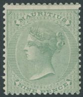 MAURITIUS 33 *, 1872, 9 P. Gelbgrün, Falzrest, Pracht, Mi. 140.- - Mauritius (1968-...)