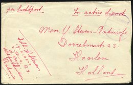 NIEDERLÄNDISCH-INDIEN 1946, Violetter K1 VELDPOST/Datum/BATAVIA Und Handschriftlicher Vermerk In Active Dienst Auf Luft- - India Holandeses