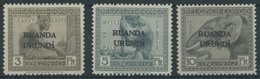 RUANDA-URUNDI 16-18 **, 1924, 3 - 10 Fr. Freimarken, 3 Postfrische Prachtwerte - Neufs