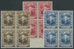 RUANDA-URUNDI 62-64 VB **, 1936, Königin Astrid In Postfrischen Viererblocks, Pracht - Unused Stamps