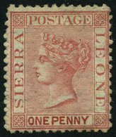 SIERRA LEONE 3AY *, 1872, 1 P. Rosa, Wz. Liegend, Falzreste, Pracht, Mi. 120.- - Sierra Leona (...-1960)