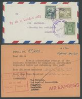 1947/8, Luftpostbrief Aus Venezuela Mit Violettem L1 By Air To London Only Und Air Express Karte Von Island Nach Montrea - Altri & Non Classificati
