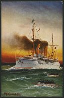 ALTE POSTKARTEN - SCHIFFE KAISERL. MARINE S.M.S. Undine, 4 Karten, Davon 2 Gebrauchte Und Eine Farbige Künstlerkarte - Guerre