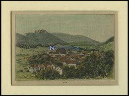 BAD URACH, Gesamtansicht, Kolorierter Holzstich Um 1880 - Litografia