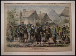 BAYERN: Ein Wahltag, Kolorierter Holzstich Nach Nörr Um 1880 - Litografía