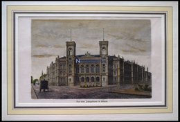 BERLIN, MOABIT: Das Justizgebäude, Kolorierter Holzstich Um 1880 - Lithographien