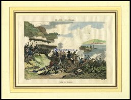 DIRNSTEIN: Schlachtenszene, Kolorierter Kupferstich France Militaire Um 1820 - Lithographies