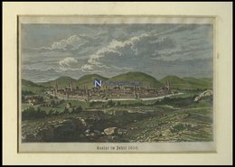 GOSLAR, Gesamtansicht, Kolorierter Holzstich Auf Vaterländische Geschichten Von Görges 1843/4 - Lithografieën