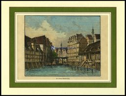 HAMBURG: Teilansicht, Kolorierter Holzstich Aus Malte-Brun Um 1880 - Lithografieën