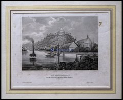 Bei KELHEIM: Die Befreiungshalle Und Die Mündung Des Donau-Main-Kanals, Gering Fleckig, Stahlstich Von B.I. Um 1840 - Lithographien