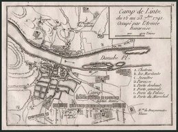 LINZ: Plan Der Stadt Während Des Feldlagers 1741, Kupferstich Von 1760 - Lithografieën