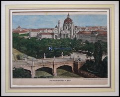 WIEN: Die Elisabethbrücke, Kolorierter Holzstich Um 1880 - Lithographien