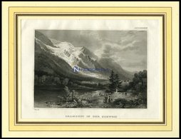 CHAMOUNY, Gesamtansicht, Blick In Das Tal, Stahlstich Von B.I.um 1840 - Lithographien