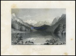 Der LUNGERNSEE (KANTON UNTERWALDEN), Stockfleckig, Stahlstich Von Bartlett/ Wallis, 1836 - Litografia