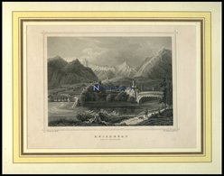 REICHENAU/GRAUBÜNDEN, Teilansicht, Stahlstich Von Rohbock/Poppel Um 1840 - Lithografieën