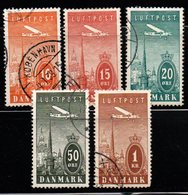 S175.-. DENMARK - 1934 - SC#: C6-C10 - USED  - TOWERS OF COPENHAGEN - Posta Aerea