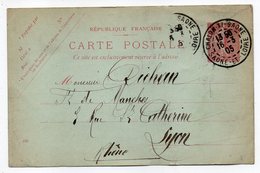 Entier Postal Semeuse Lignée -1905- N°129 CP (432 )--Chalon Sur Saone--71--   Pour Lyon-69--cachets-- - Cartes Postales Types Et TSC (avant 1995)