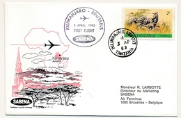 TANZANIE / BELGIQUE - 2 Enveloppes SABENA - 1ere Liaison Aérienne - KILIMANJARO / BRUXELLES Retour 3/4/1982 Et 2/4/1982 - Tansania (1964-...)