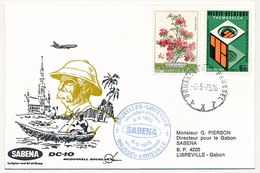 BELGIQUE / GABON - 2 Enveloppes SABENA - 1ere Liaison Aérienne - BRUXELLES - LIBREVILLE 6/5/1975 + Retour 12/5/75 - Andere & Zonder Classificatie