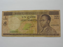 Un Zaire Ou Cent Makuta 1967- Banque National Du Congo   **** EN ACHAT IMMEDIAT **** - République Du Congo (Congo-Brazzaville)