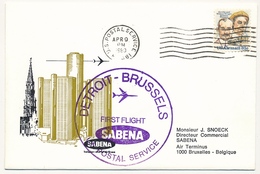 ETATS UNIS / BELGIQUE- 2 Enveloppes SABENA - 1ere Liaison Aérienne - DETROIT / BRUXELLES - 9/4/1980 Et Aller Même Jour - 3c. 1961-... Brieven