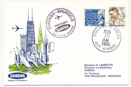 ETATS UNIS / BELGIQUE- 2 Enveloppes SABENA - 1ere Liaison Aérienne - CHICAGO / BRUXELLES - 15/8/1980 Et Aller Même Jour - 3c. 1961-... Brieven