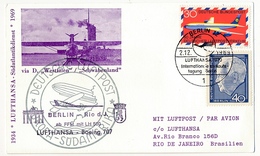 ALLEMAGNE - Carte Premier Vol LUFTHANSA "Südatlantikdienst" Boeing 707 - 1-12-1969 - Briefe U. Dokumente