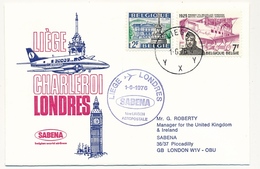 BELGIQUE - Enveloppe Premier Vol LIEGE / LONDRES Par SABENA - 1/6/1976 - Autres & Non Classés