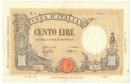 100 LIRE BARBETTI GRANDE B GIALLO TESTINA FASCIO 09/12/1942 BB+ - Regno D'Italia - Altri