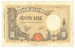 100 LIRE BARBETTI GRANDE B GIALLO TESTINA FASCIO 09/12/1942 BB/SPL - Sonstige