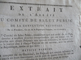 Révolution 21 Fruc An II Extrait Comité Salut Public Paiement Préposés Aux Convois Militaires - Décrets & Lois