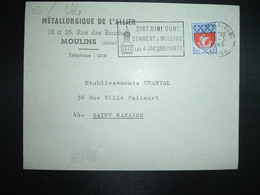 LETTRE TP BLASON PARIS 0,30 OBL.MEC.12-3 1966 MOULINS GARE ALLIER (03) METALLURGIQUE DE L'ALLIER - Other & Unclassified