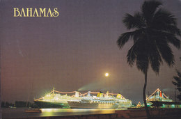 Bahamas PPC Nassau. Gala Nights On The Cruise Ships In Nassau Harbour By Night (2 Scans) - Bahamas