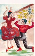 CP - Thèmes - Fantaisies - Espagne - Brodées - Tissus - Danseuse Flamenco - Bordados